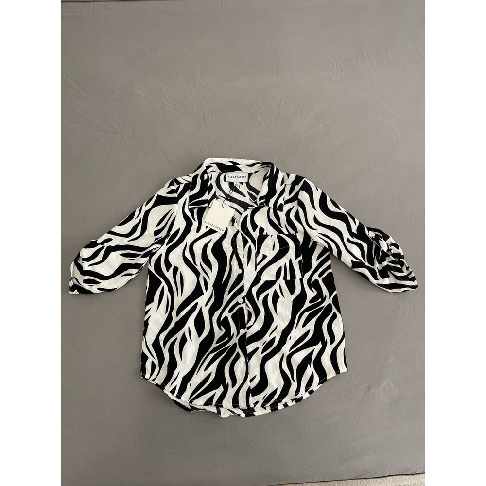 Alex & Parker Zebra Print Button-Up Shirt, Style AP392X5927
